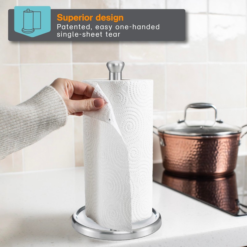 Polder Single-Tear Paper Towel Holder, Kitchen Organization and Storage, Stainless