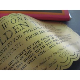 CUSTOM MADE Willy Wonka Wonka Bar and Golden Ticket Replica( NO Chocolate/BAR MADE OF WOOD