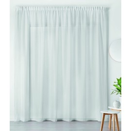 LINDER 0390/10/344 Gardine, lang, Polyester, Kräuselband, 300 x 240 cm, Leinenweiß