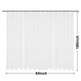 Barossa Design Waffle Weave Clawfoot Tub Shower Curtain 180 x 84 Inch Wrap Around - Extra Long & Extra Wide, Heavyweight Fabric, Washable, Water Repellent, with 36 Hooks Set, White, 180x84