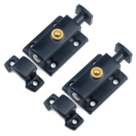 MY MIRONEY 1.65" Spring Loaded Latch Pin Stainless Steel Security Door Bolt Latch Black Sliding Lock Barrel Bolt with Screws Pack of 2