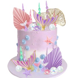 Mermaid Cake Toppers Under the Sea Mermaid Tail Cake Decorations for Birthday Baby Shower Party Supplies (Style 3)
