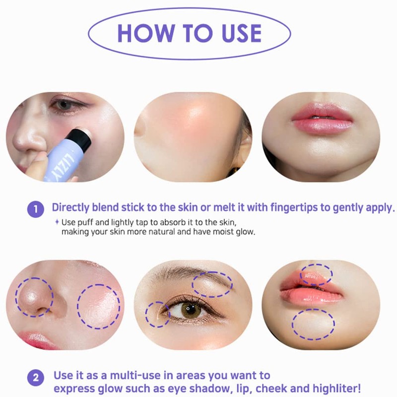 Cheek Highlighter Stick Multi Face Makeup Stick Multibalm LIZLY Dewy