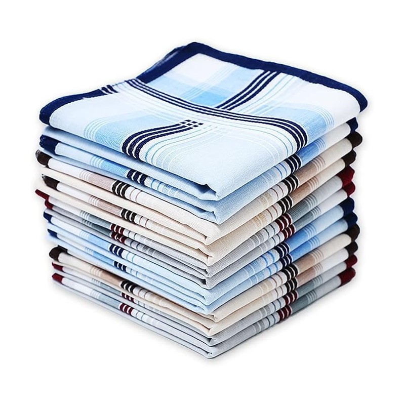 Men's Classic Cotton Handkerchief | Assorted Gents Hanky | Soft