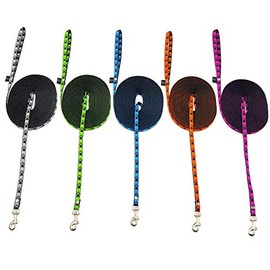 elropet Dog Lead, Tracking Lead, Recall Lead, Paws Mini Training Lead 3 m - 50 m Puppy Lead (5 m, Black/Purple Paws)