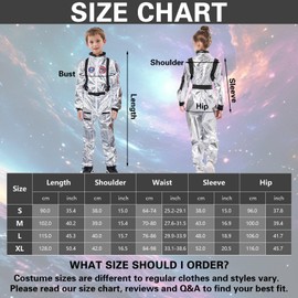 Astronaut Costume Set for Kids, Space Jumpsuit, silver Pilot Spacesuit Astronaut Dress Up Clothes, Kids' Dress Up & Pretend Play for Boys Girls Carnival Cosplay