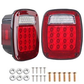 2Pcs Square Rear Combination Tail Lights Lamps Assembly w/Side Marker Lights Red Replacement for 1979-2006 Wrangler TJ YJ CJ-5 CJ-7 Replacement Tail Lights Lamps, Passenger and Driver Side