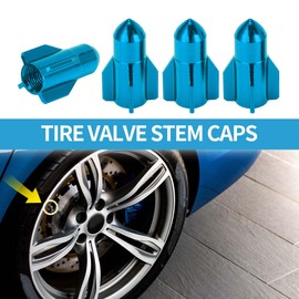 A ABSOPRO Tire Valve Stem Caps 16x27MM Car Wheel Valve Cap Aluminum Alloy Sky Blue for Car Bike Motorcycle Truck Anti Crash Tyre Valve Stem Cover Valve Dust Cap Tire Valve Cap 4 Pcs