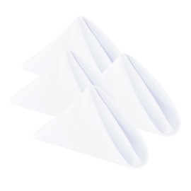 Wolkemer Set of 4 White Cloth Napkins 20 x 20 Inches Solid Washable Polyester Dinner Napkins with Hemmed Edges for Dinners Parties Weddings Banquets Events Table Decoration