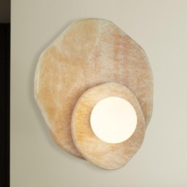 Organic Cream Onyx Wall Sconce, Natural 6 Inch Diam Wall Mounted Lamps, Hand-Polished Vanity Light, Wall Light for Hallway, Kitchen, Bedroom, Living Room