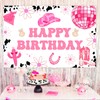 5 * 3ft Disco Cowgirl Birthday Party Backdrop Decorations Space