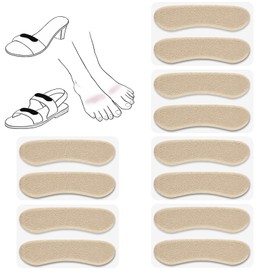 Cutecrop 6 Pair Sandal Shoe Strap Extender Heel Sandal Strap Cushion Strips Heel Grips Liner Insert for Shoes Too Big Preventing Slipping, Rubbing, Non-Slip(Beige)