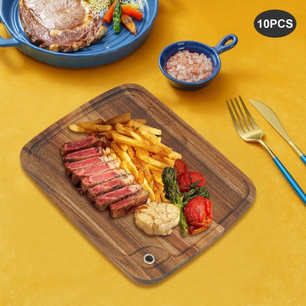 Unbranded 10 Pcs Steak Plates Wood Beefsteak Serving Tray Cutting