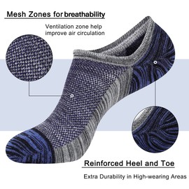 FLYRUN Mens No Show Cotton Socks 8 Pack Low Cut Casual Sock with Non-Slip Grips