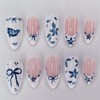 24Pcs Almond Press on Nails Medium French Tip Fake Nails