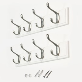 Ansdliiy Set of 2 Wall-Mounted Coat Rack, Hook Rack, 8 Dual Metal Hooks, for Coats, Bags, Keys,Hats in The Entryway, Bedroom, Living Room