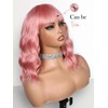 Fancy Hair Pink Wavy Bob Wig Short Wavy Wig with