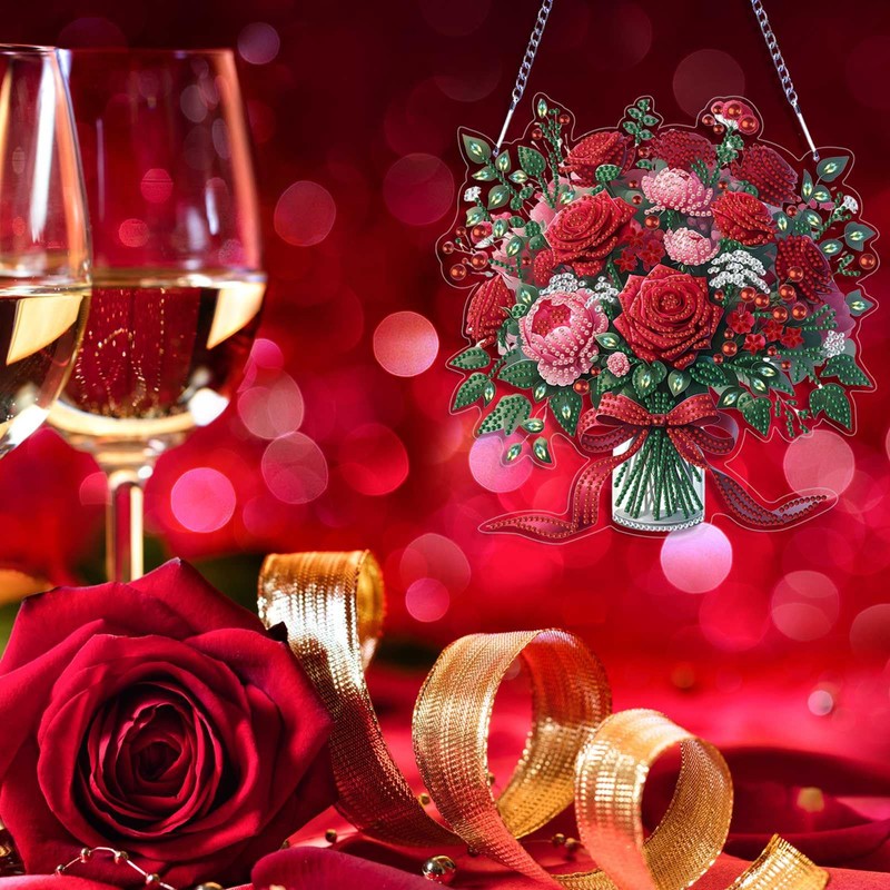 VODAPYC Valentine Rose Diamond Painting Acrylic Hanging Kits for Adults,