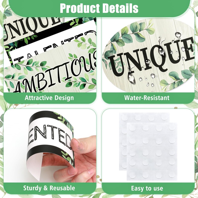 27Pcs Eucalyptus Affirmation Station Classroom Inspirational Bulletin Board Set Greenery