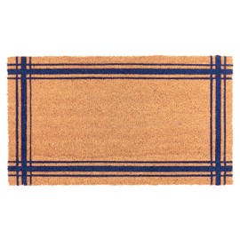 KAF Home - Felpudo de fibra de coco, resistente, resistente a la intemperie, respaldo de PVC antideslizante, uso en interiores y exteriores, color azu