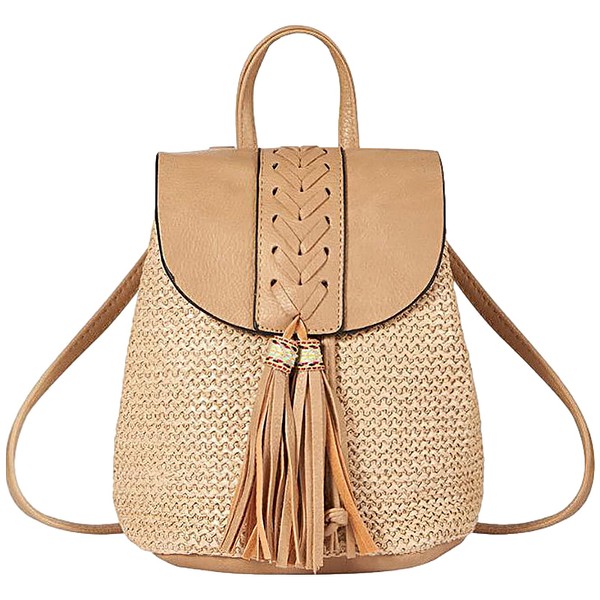 Anopo Small Straw Backpack for Women Summer Handmade Woven Beach