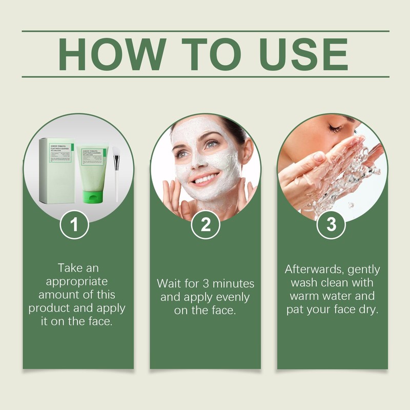 Pore-Clearing Green Tomato Clay Mask with Extract. Deep Cleanses, Dries