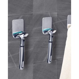 FITALA 304 Stainless Steel Adhesive Wall Hooks, Waterproof Anti-Rust, 45x55mm, Set of 4