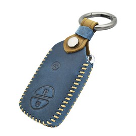 HIBEYO Smart Car Key Case Fits Lexus Protective Key Case Cover for Lexus CT200H GX400 GX460 GS300 K01 LS460 NX200 IS250 Key Case with Leather Key Fob 3 Buttons Blue