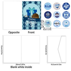 Fathers Day Greeting Cards,The Best Dad Blank Cards And Envelopes 12 PCS With 18 PCS Stickers,Happy Father's Day Party Invitation Cards Multipack For Fathers Day Daddy Papa Birthday Party