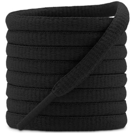 DELELE 2 Pair Oval Shoes laces Half Round 1/4" Athletic Shoelaces Shoe Strings Black 47 inch