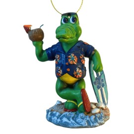 Vacation Gator Christmas Ornament, Florida Alligator Decor with Surfboard, Hanging Holiday Surfing Decorations for Tree by Christmas Market Ornaments