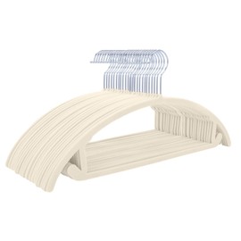 MIZGI Premium Velvet Hangers 50 Pack Heavyduty- Non Slip No Shoulder Bump Suit Hanger - Chrome Hooks,Space Saving Clothes Rounded Shape for Coat,Sweater,Jackets,Pants