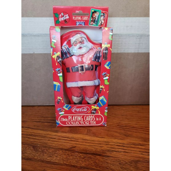 Bicycle NEW COCA COLA Christmas Santa Collector's Tin 2 Decks