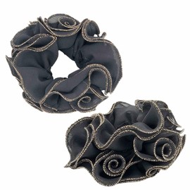 MOE2HUO Women's Scrunchie, Hair Accessory, Elegant, Handmade, Ribbon, Flower, Stylish, Elegant, For Commuting, Women's Hair Accessory, Wedding, Graduation Ceremonies, Exam (1 Gray)