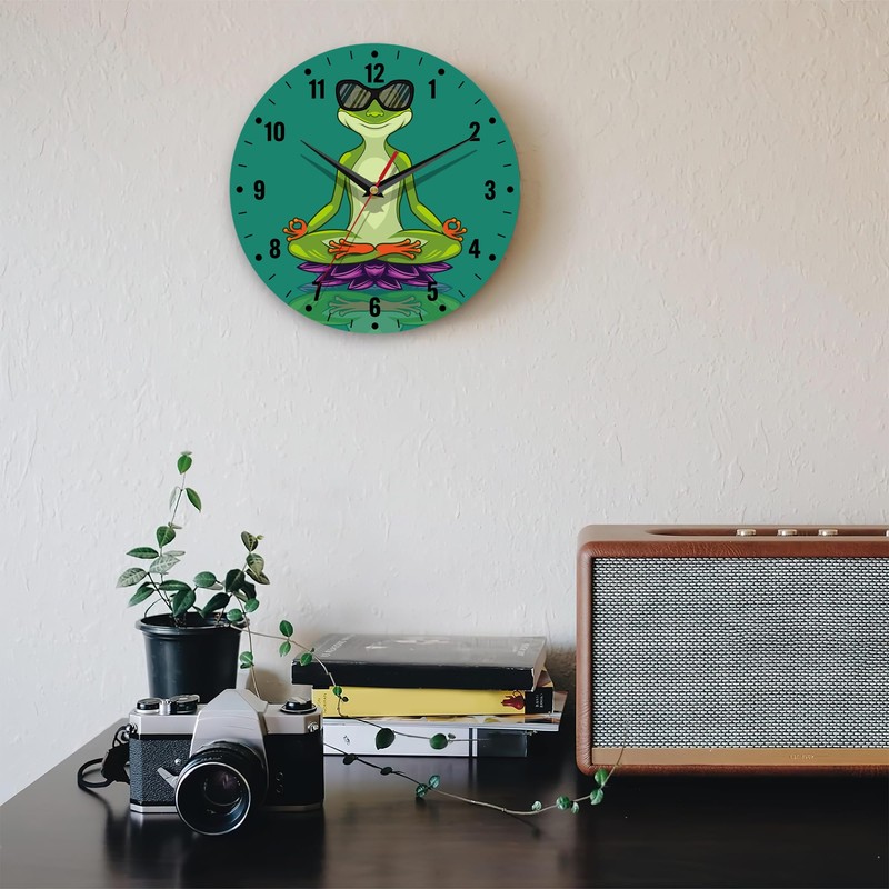 SPUNKER Wall Clock,Funny Frog Wall Clocks for Living Room Decor,Yoga