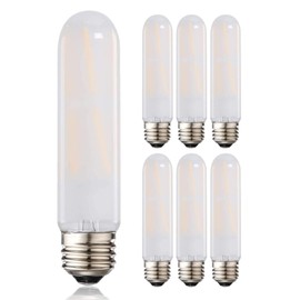 Leools T10 Led Frosted Bulb, 8W Dimmable Tubular LED Light Bulb,Equivalent 60-75Watt, 2700K Soft Warm White, Frosted Glass, E26 Base, for Cabinet Display Cabinet etc,6 Pack.