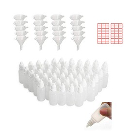 100 Pieces 5ml Squeezable Dropper Bottles, Empty Clear Plastic Dropper Bottles with Child Safe Cap for Cosmetics, Essential Oils, Reagents, Laboratory, Bonus 20 x Funnel + 2 x Labels