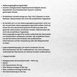 Aliness Black Cumin Oil, 1000 mg per Daily Dose, Black Cumin of Ethiopian Origin, 60 Capsules