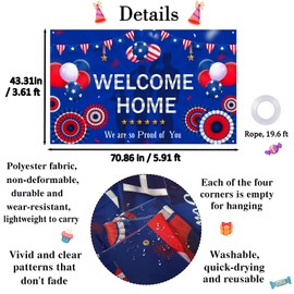 Kimini-Ki Welcome Home Backdrop Military, Welcome Home Deployment Decorations Military Army Soldier Basic Training, Veterans Homecoming Banner Background Sign