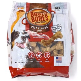 All-Natural Beef Broth Bones Dog Treats. 60 Count. 2.6 LB.