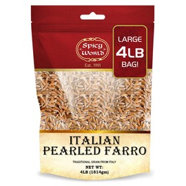 Spicy World Italian Pearled Farro 4 Pound Large Bag (64 Ounce) - From Italy, Vegan, Specialty Whole Grain