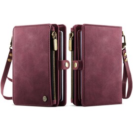 Passport Holder Wallet, RFID Blocking Travel Organizer with 12 Card Slots, Zippered Coin Pocket & Detachable Wrist Strap Secure Magnetic Closure Passport Case for Men & Women (Purple)