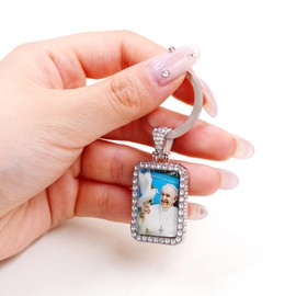 Tobestu Platinum Plated Pope Keychain - Rectangular Catholic Keyring Charm - Faith Symbol Accessory YA5951