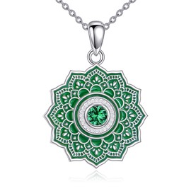 Vadmans Lotus Necklace 925 Sterling Silver Lotus Pendant Necklace Lotus Flower Lotus Jewellery for Women, Sterling Silver, Cubic Zirconia