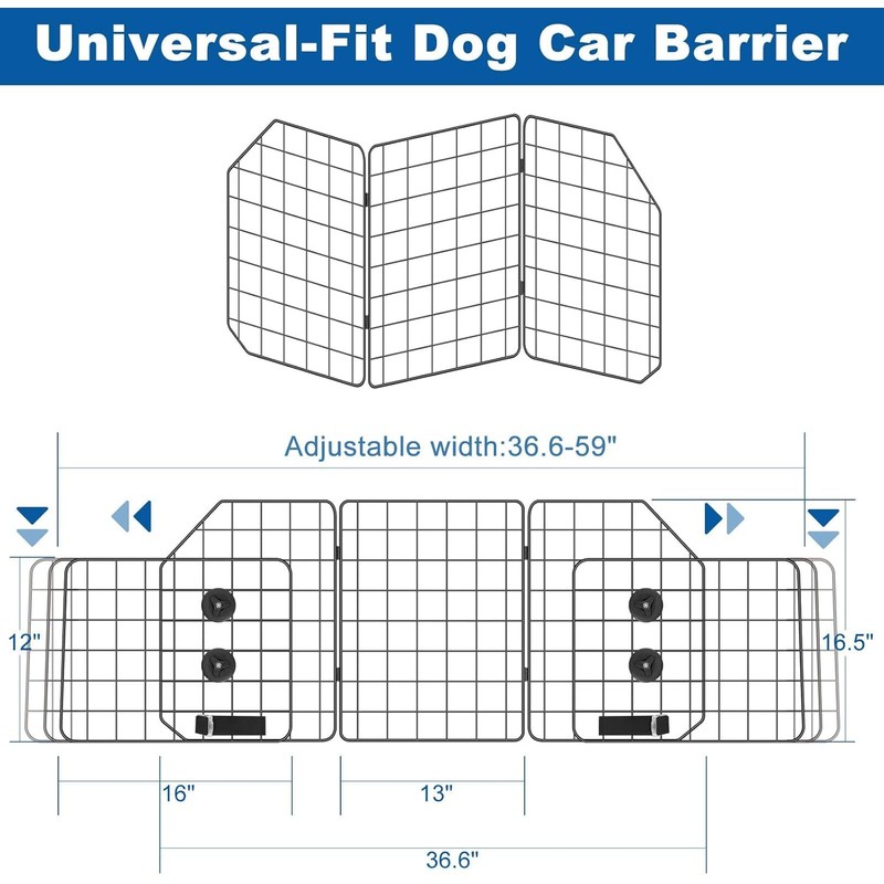 OUSHENG 2 Pack Dog Barrier for SUV, Adjustable Large Car