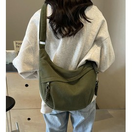 Hobo Bag for Women Men Crescent Shoulder Bag Retro Nylon Canvas Crossbody Bag Slouchy Corduroy Dumpling Bag Purse