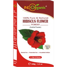 Indo Organic Hibiscus Flower Powder | Hibiscus rosa-sinensis For Hair Care & Face Pack -(100g)