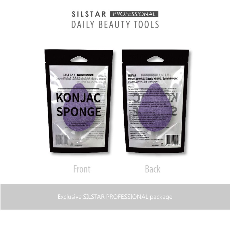SILSTAR PROFESSIONAL Konjac Facial Sponge Tear Drop Rose Red Clay