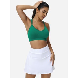 VEQKING Women Sports Bras Pack Crisscross Back Comfort Wirefree Seamless Padded Yoga Bra with Removable Cups