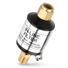 NEIKO 30253A Water and Oil Separator for Air Line | 1/4" NPT Inlet and Outlet | 150 PSI | Air Compressor and Air Tool Accessory | Protect Lifespan of Pneumatic Tools | Optimize Performance, Black